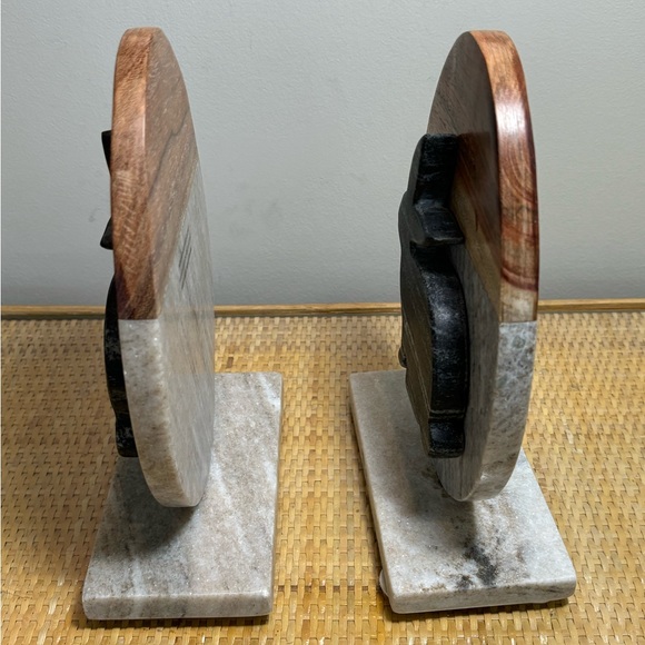 Marble & wood rabbit MCM book ends in new condition! - Picture 2 of 8